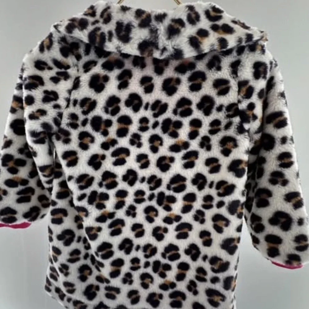 Finding Foxtale Girls Size Small (5) Leopard Faux Fur Coat Pink Lined NWT